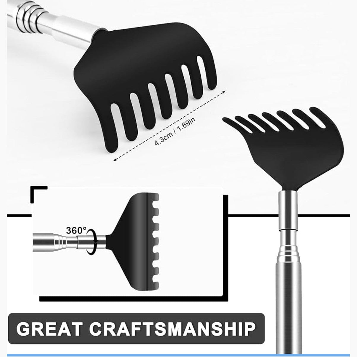 Rascador Extendible Negro - Black Claw Back Scratcher Extendable
