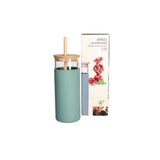 Botella Vidrio + Pajilla Tapa Madera 480ml (3 Colores)