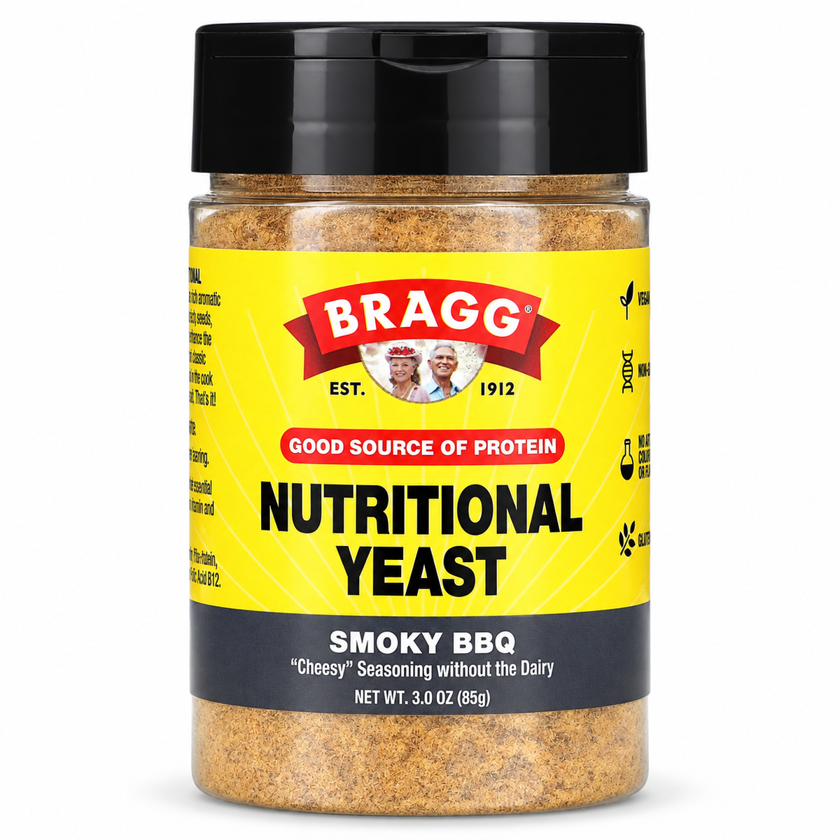 Bragg - Levadura Nutricional BBQ Ahumado 85g — fondo blanco