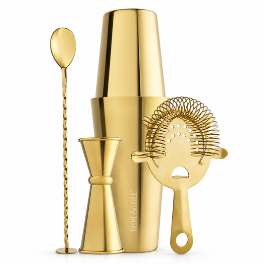 Thyme & Table - Set de Bar Dorado de 4 piezas — fondo blanco