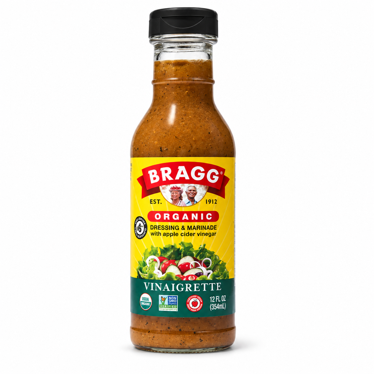 Bragg - Vinagreta Orgánica con Aceite 354ml — fondo blanco