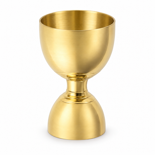 Thyme & Table Gold Double-Sided 2oz & 1oz Jigger — fondo blanco