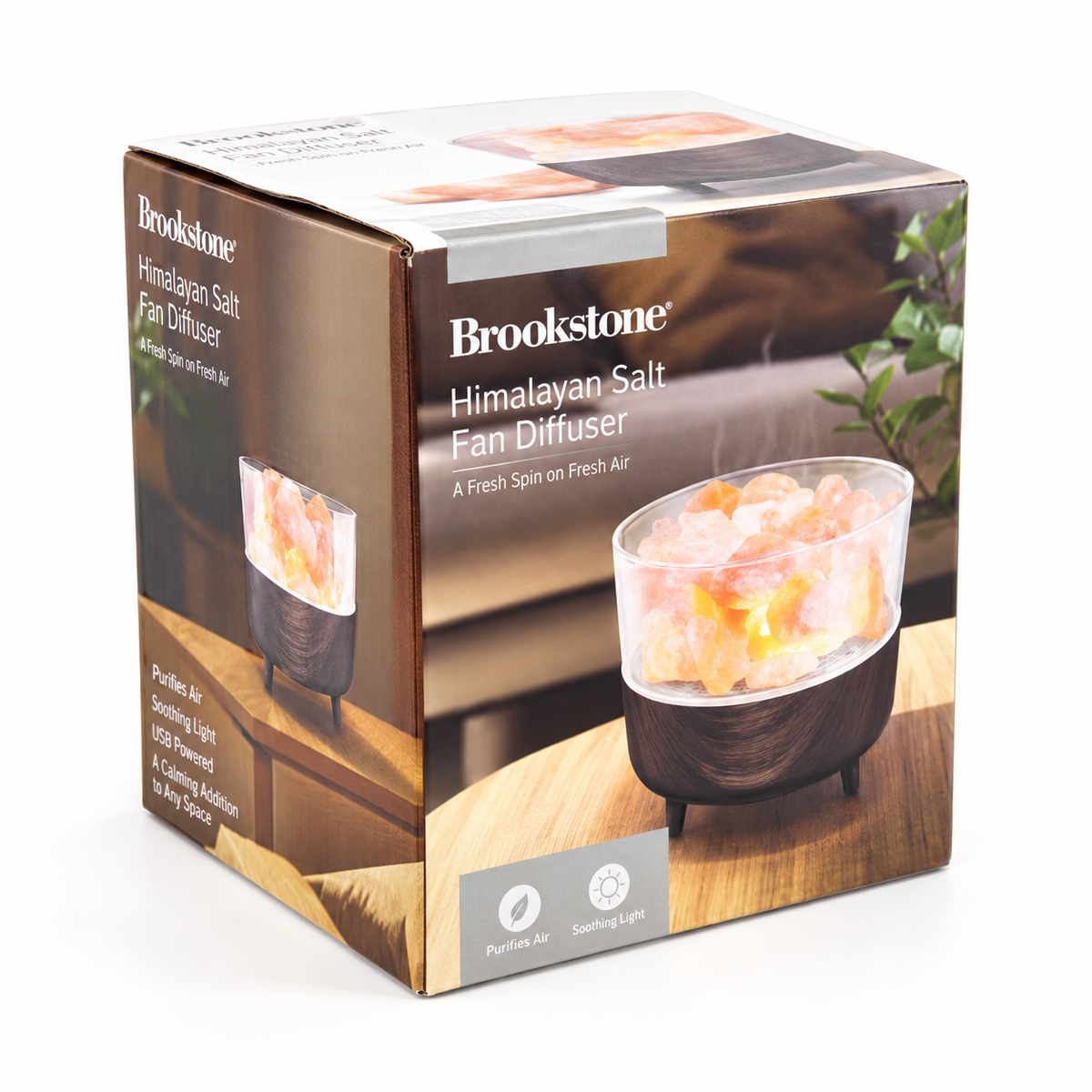 Brookstone - Difusor con Sal del Himalaya y Ventilador — fondo blanco