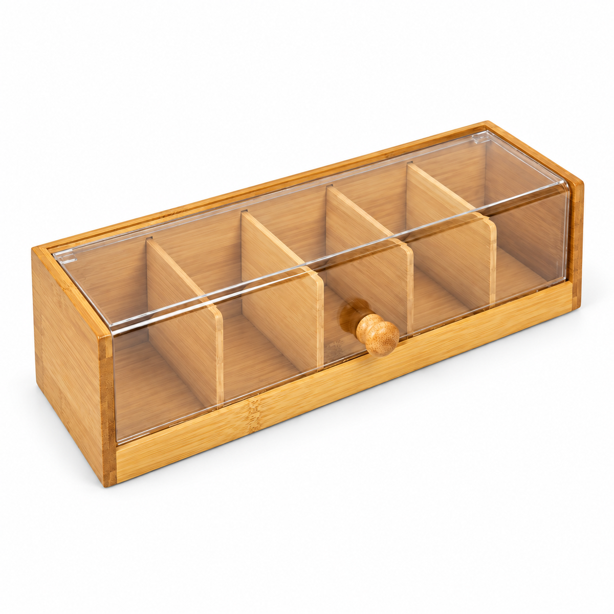 Caja de Bambú para Té 36 × 11 × 9.8cm — fondo blanco