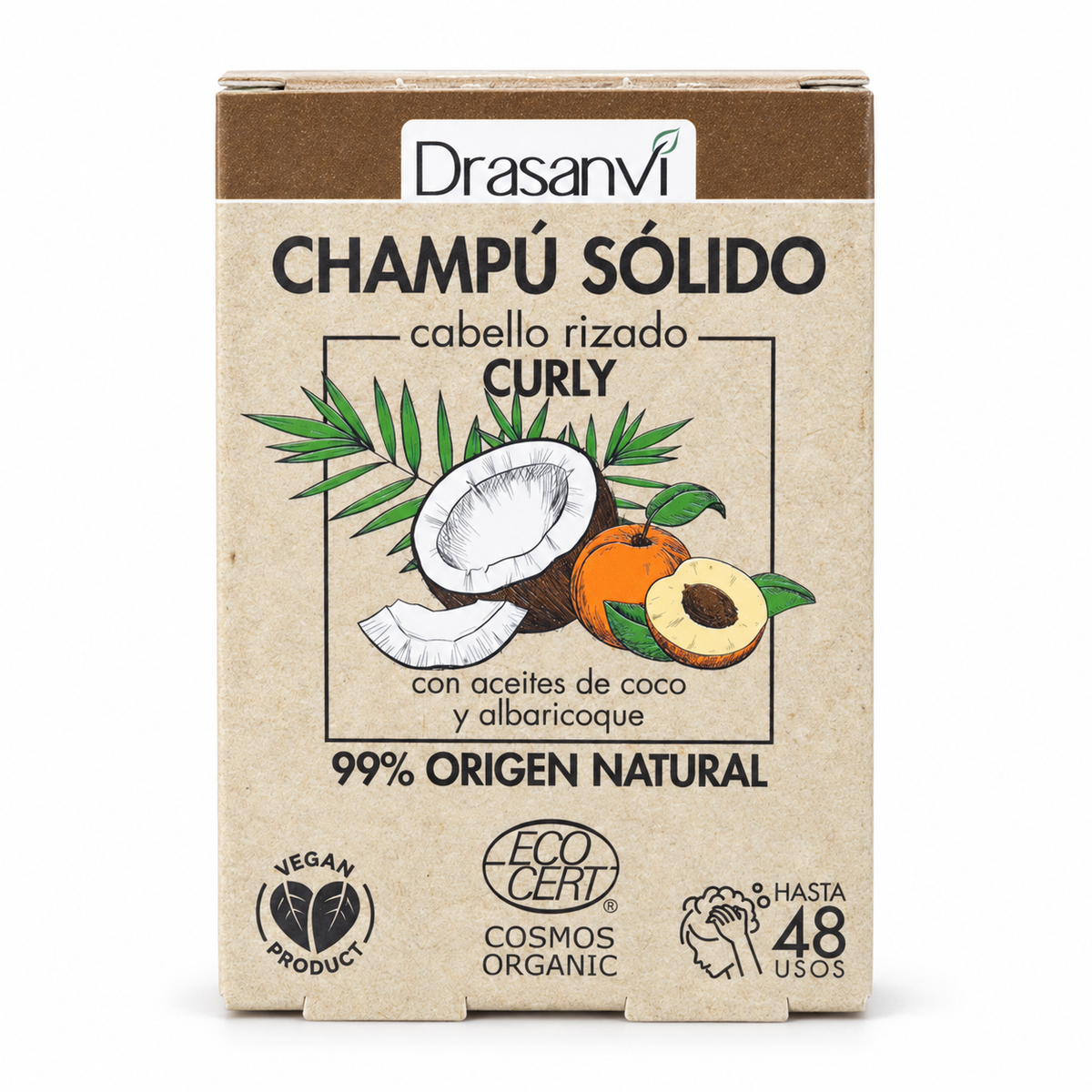 Champú Sólido - Curly - Cabello Rizado Cosmos Organic Bio 80g — fondo blanco