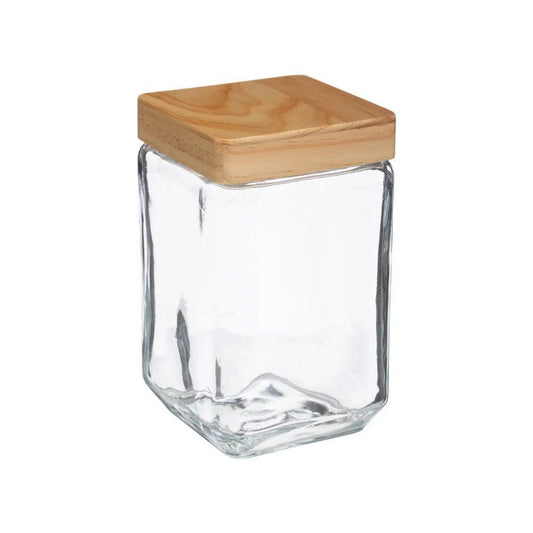 Recipiente de Vidrio Tapa Madera Pequeño 1.25L