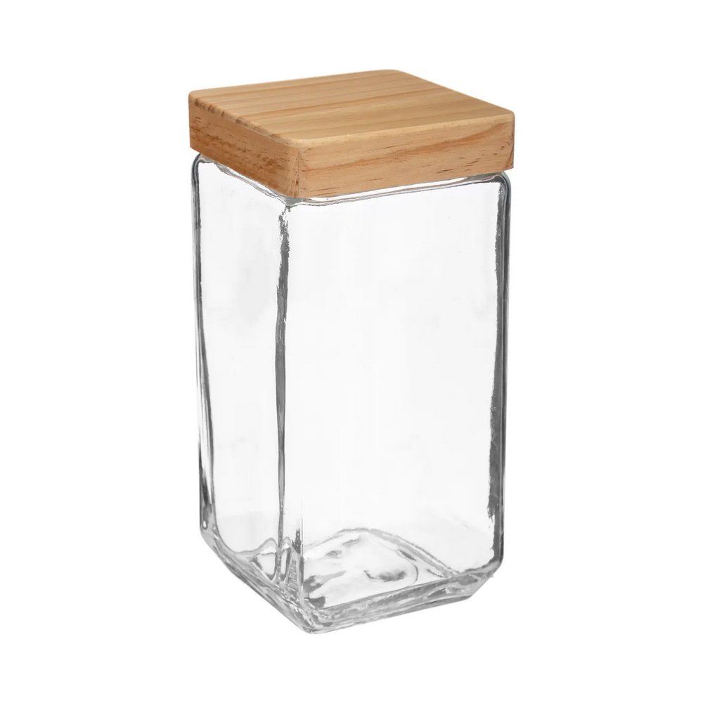 Recipiente de Vidrio Tapa Madera Mediano 2L