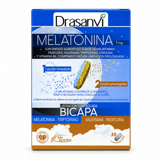 Melatonina Bicapa 30 Comprimidos Drasanvi — fondo blanco