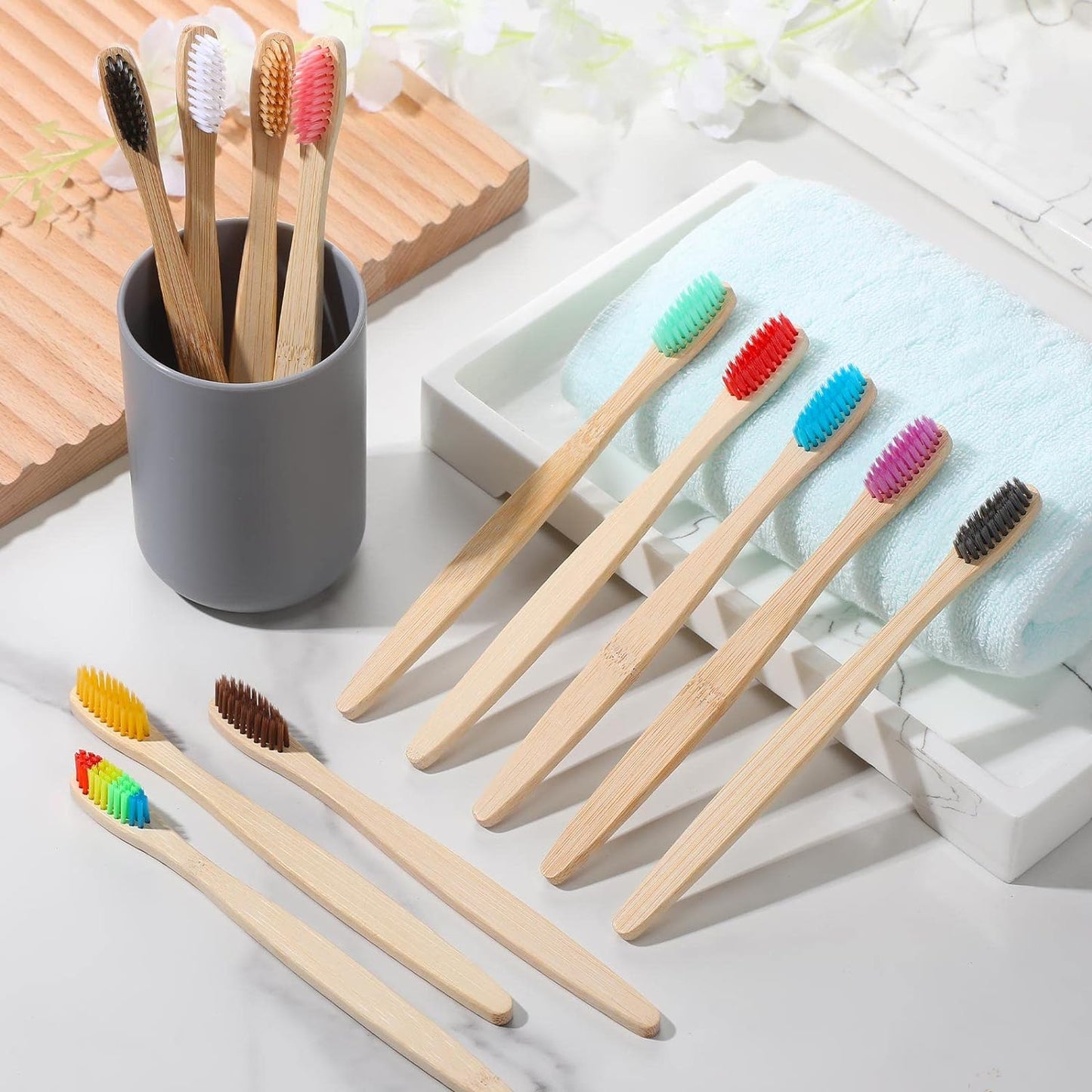 Eco Cepillo de Bambu 100% Biodegradables Cerdas Suaves Colores Unidad