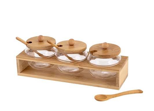 Recipiente Vidrio con Cuchara 3 Unidades