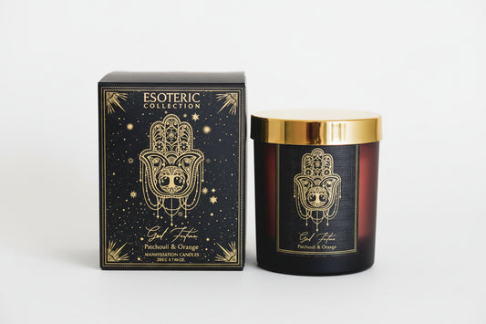 Vela Aromática Esotérica 120g – Frasco de Vidrio con Piedra