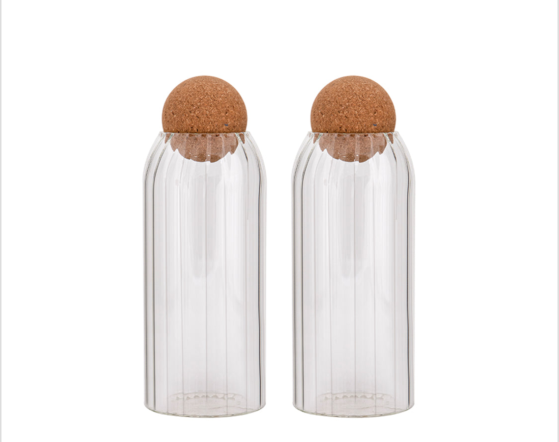 Frasco de Vidrio Borosilicato Mediano Tapa Bola Corcho 800ml