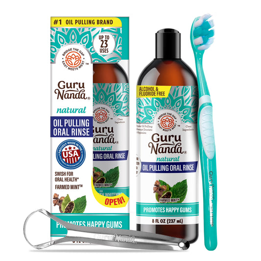 Gurú Nanda - Enjuague de Coco + Cepillo + Limpiador de Lengua