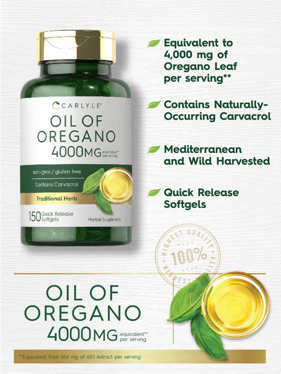 Carlyle -  Aceite de Orégano Orgánico 4000mg Cápsulas