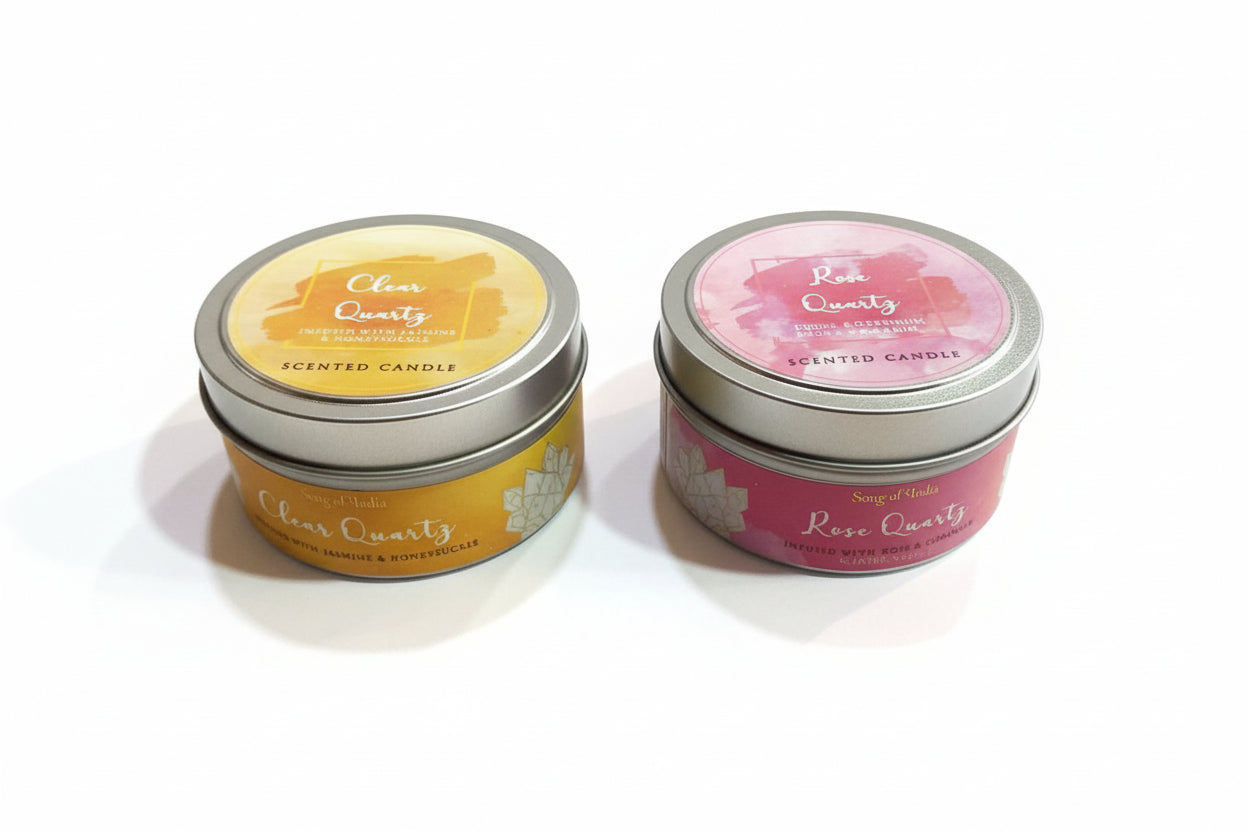 Vela Aromática con Piedras Energéticas 80 g – Frasco Metálico
