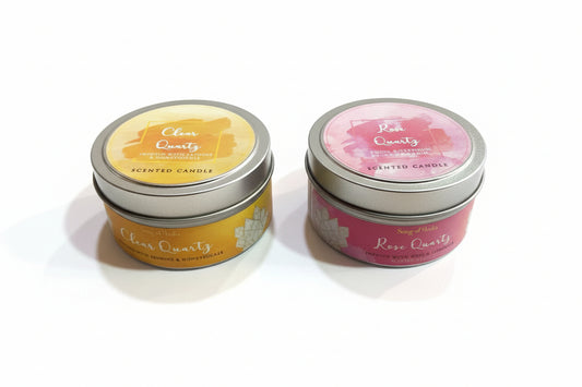 Vela Aromática con Piedras Energéticas 80 g – Frasco Metálico