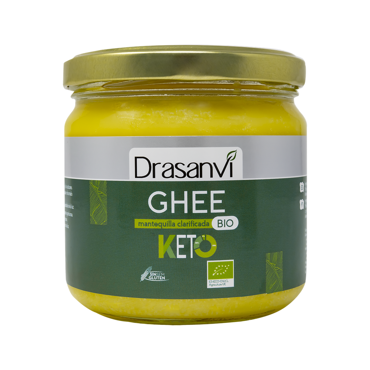 Mantequilla Clarificada Keto Ghee Bio 300g — fondo blanco, encuadre uniforme
