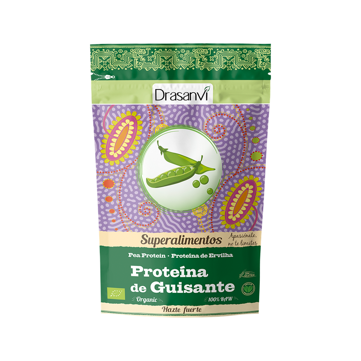 Proteína de Gisante Bio 250g — fondo blanco, encuadre uniforme