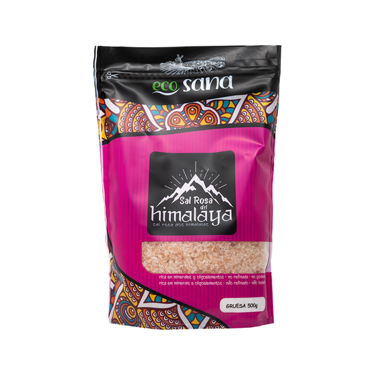 Sal Rosa del Himalaya Gruesa EcoSana 500g — fondo blanco, encuadre uniforme