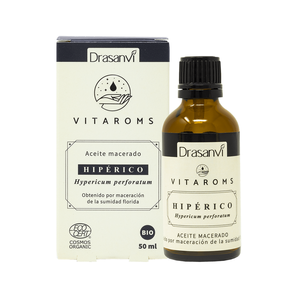 Vitaroms - Aceite Macerado Hiperico (Hierba de San Juan) 50ml — fondo blanco, encuadre uniforme