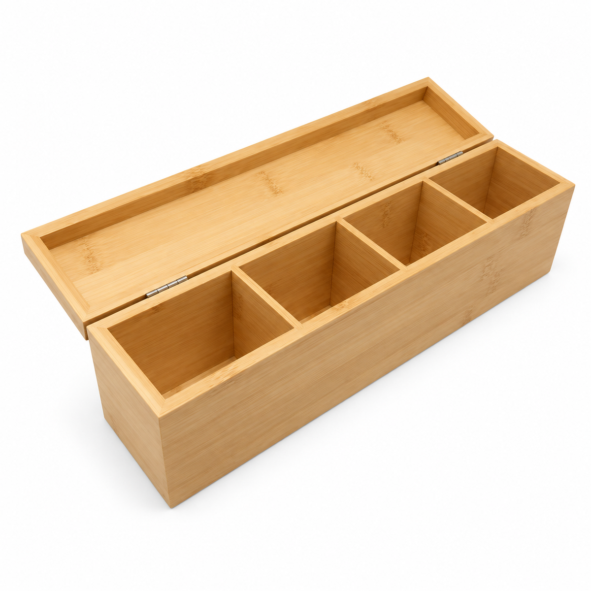 Caja Multiuso de Bambú para Té 32 × 7cm sobre fondo blanco.