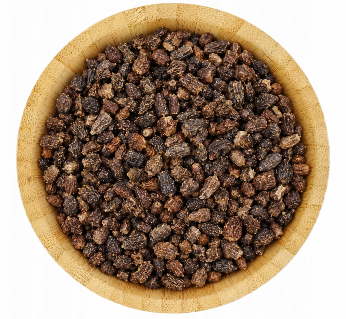 Semillas peladas de cardamomo en tazón de bambú – presentaciones de 500 g y 1 kg