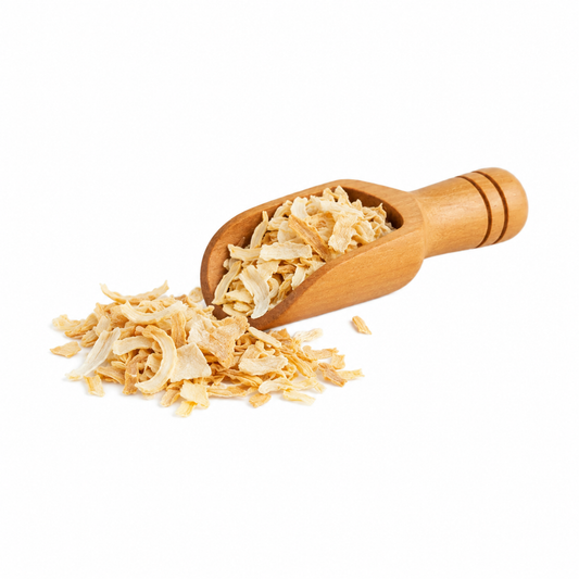 Cebolla en escamas en cucharita de madera – presentación de 80 g