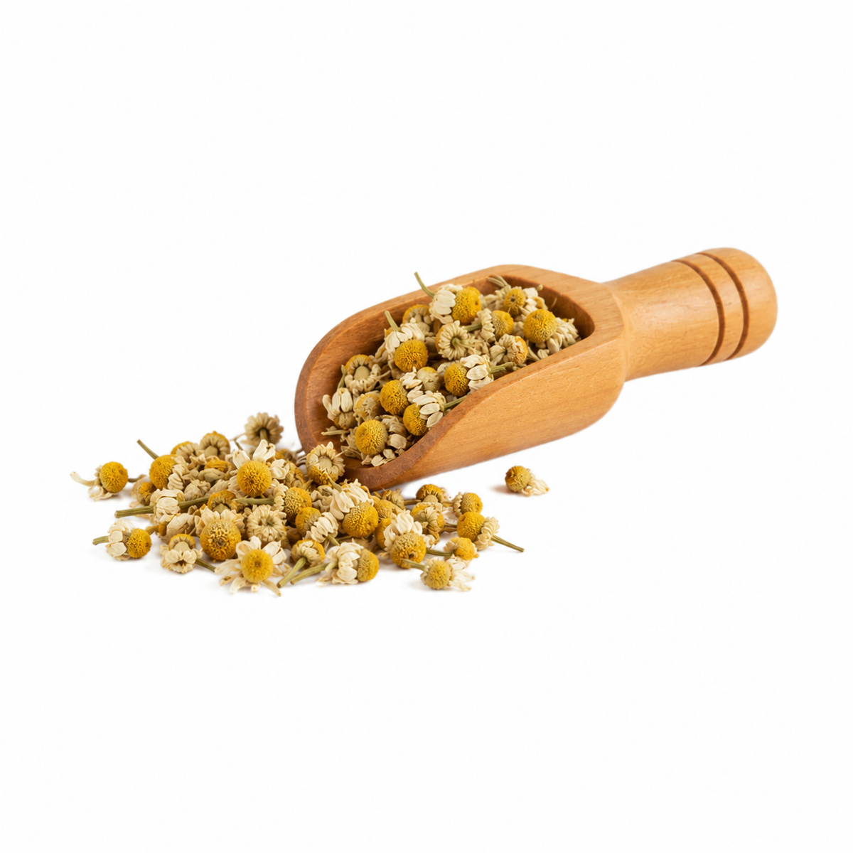 Manzanilla egipcia en cucharita de madera