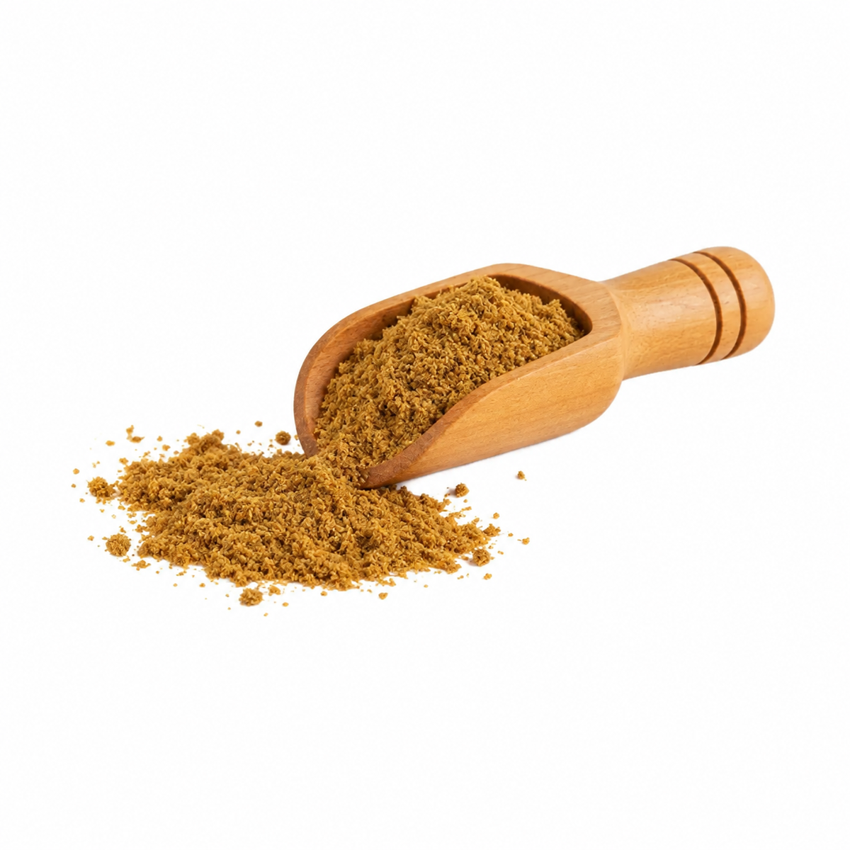 Comino molido en cucharita de madera