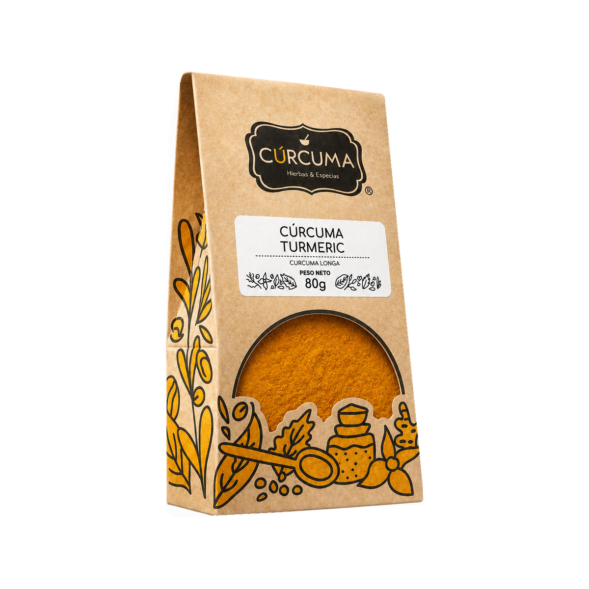 Cúrcuma - Turmeric — fotografía del producto sobre fondo blanco.