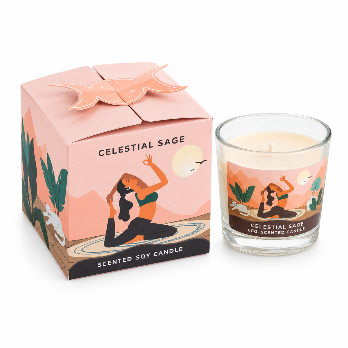 Vela Aromática de Soja 60g - Colección Lunar — fondo blanco