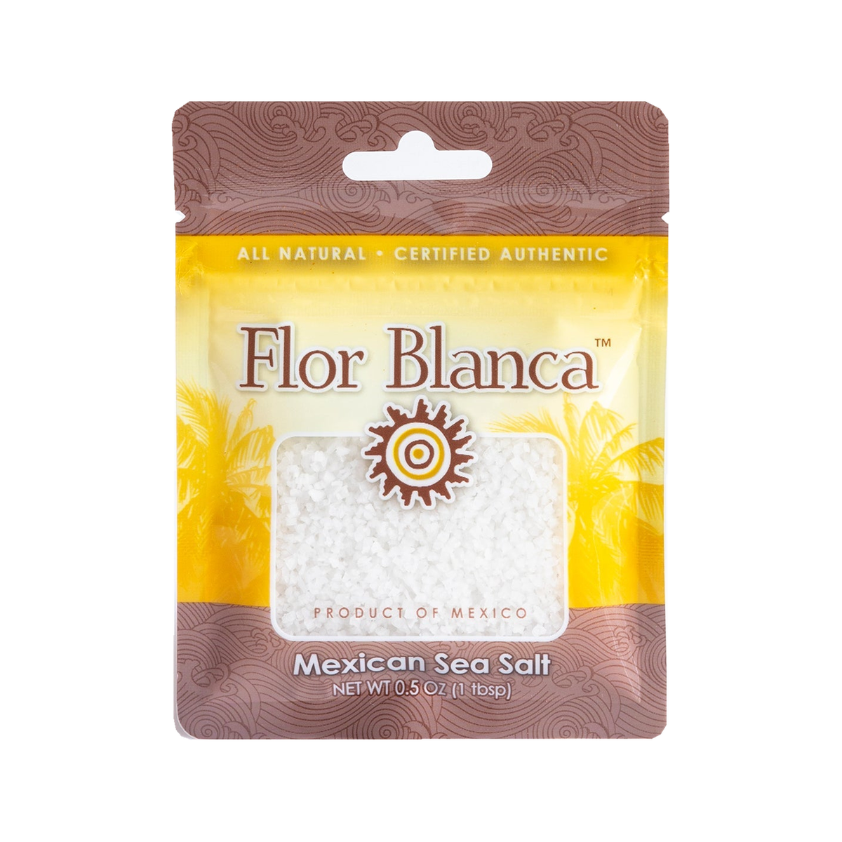Flor Blanca Mexican Sea Salt sobre fondo blanco