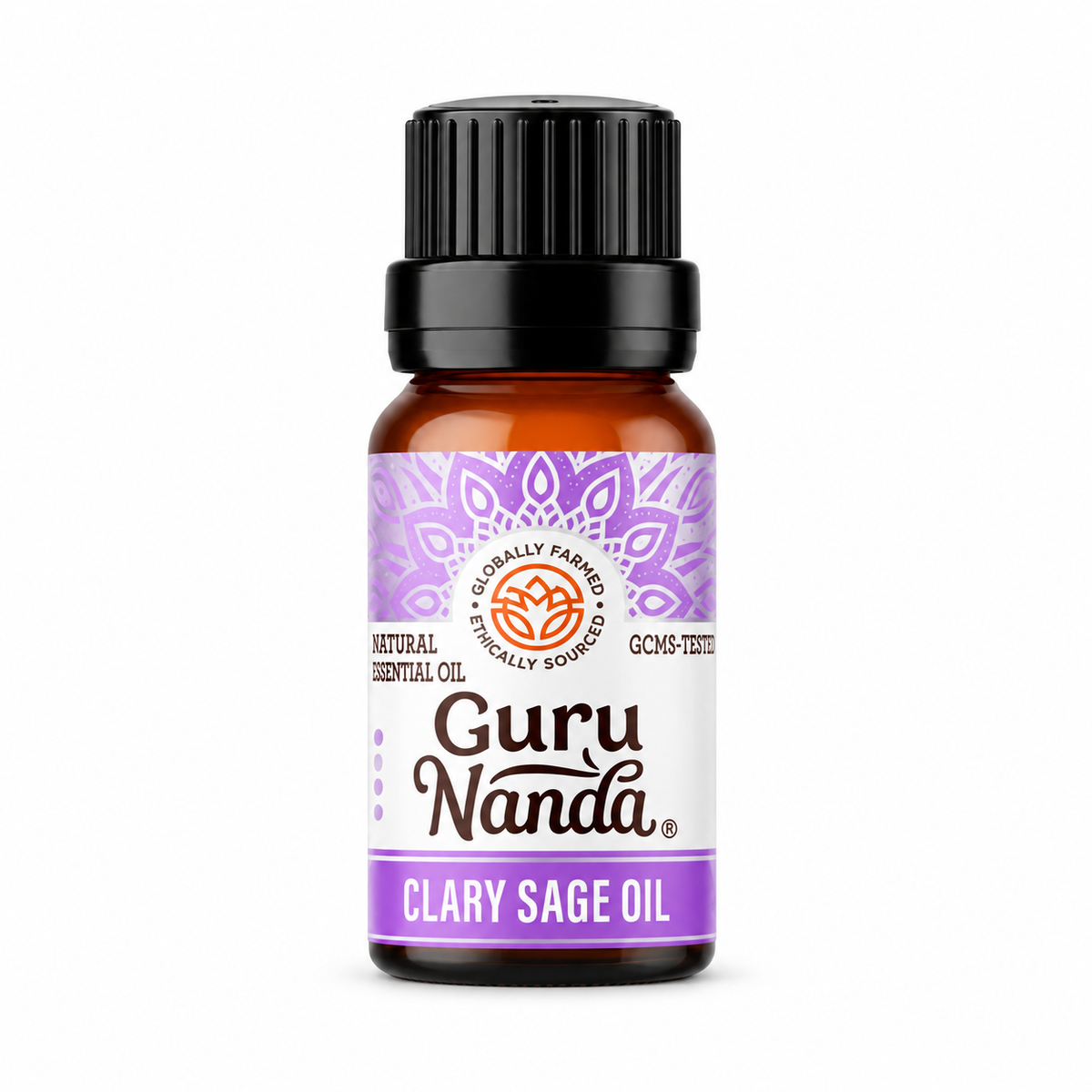 Guru Nanda Clary Sage - Aceite Esencial Salvia — fotografía sobre fondo blanco