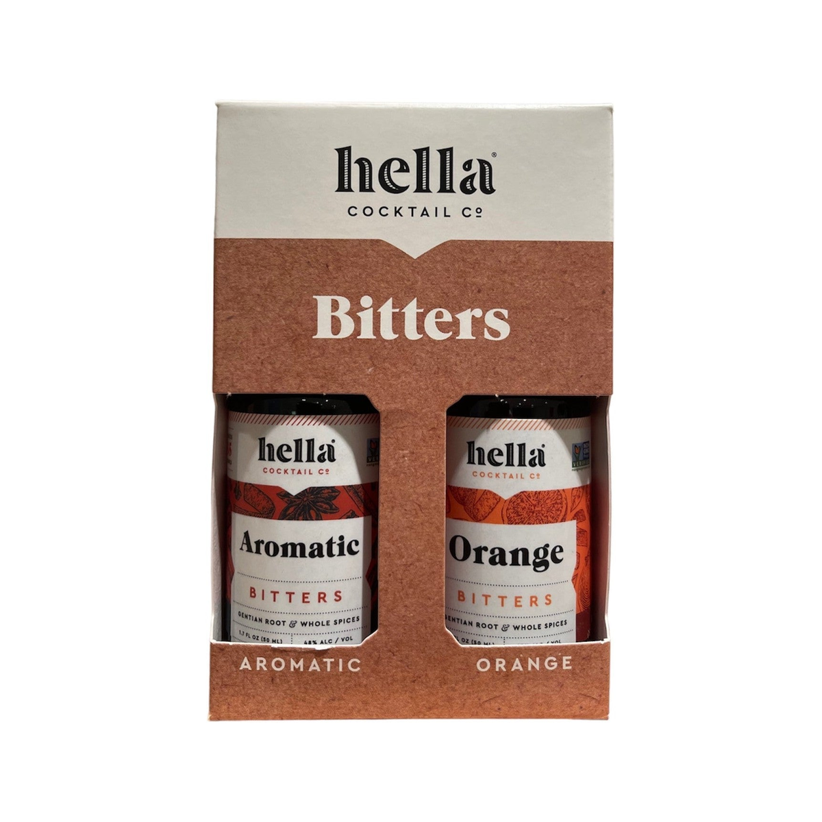 Hella Bitters Aromatic & Orange sobre fondo blanco