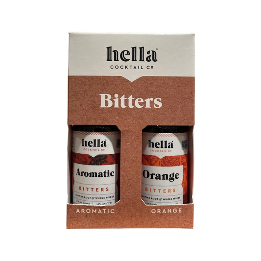 Hella Bitters Aromatic & Orange sobre fondo blanco