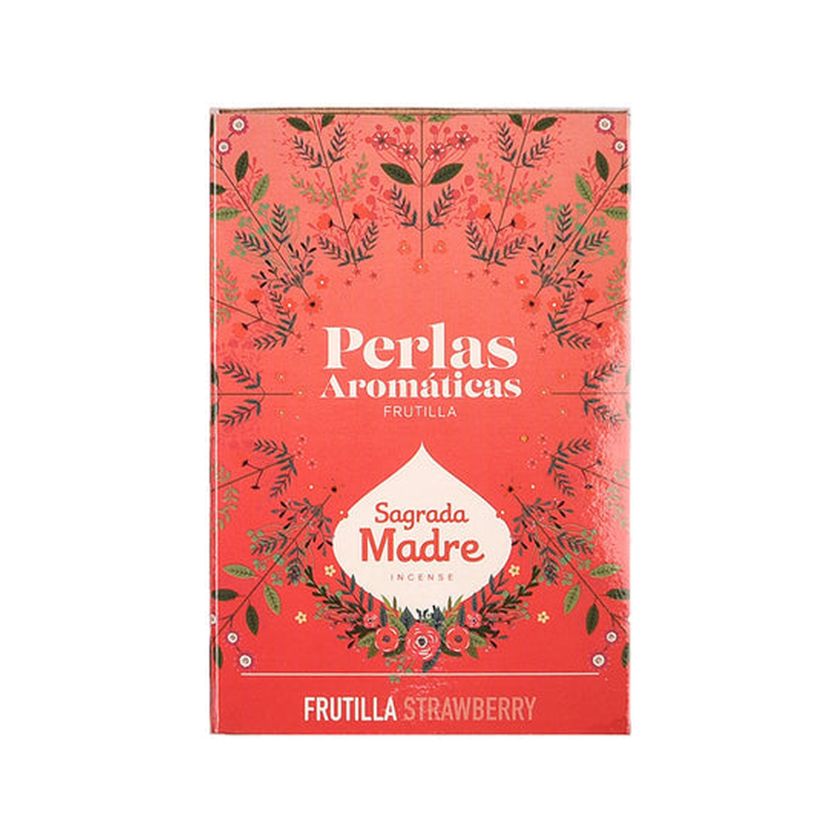 Perlas aromáticas · Frutilla sobre fondo blanco