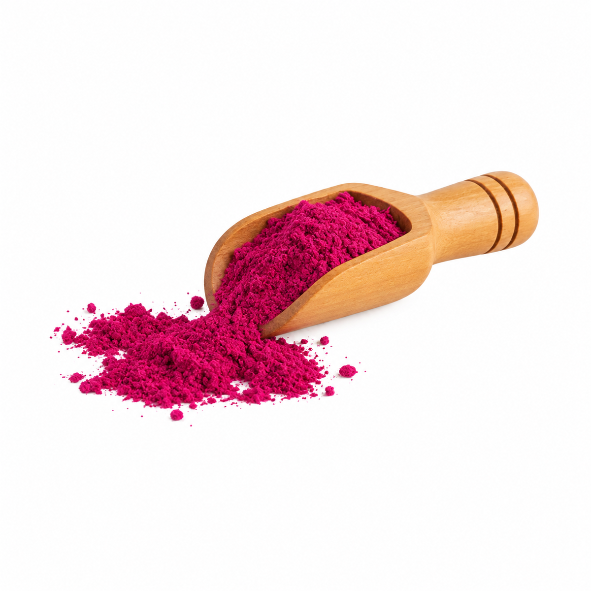 Pitaya roja en polvo en cucharita de madera