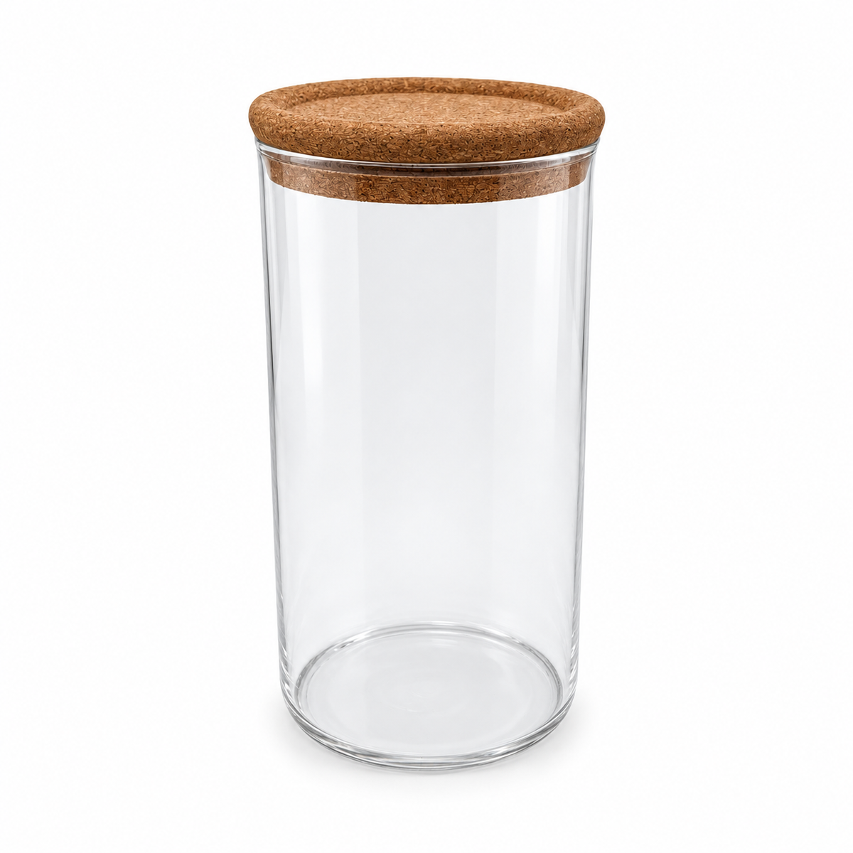 Frasco cilíndrico de vidrio de 1000 ml con tapa de corcho