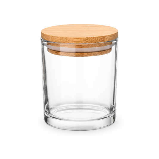 Recipiente Hermético con Tapa de Bambú 120ml sobre fondo blanco