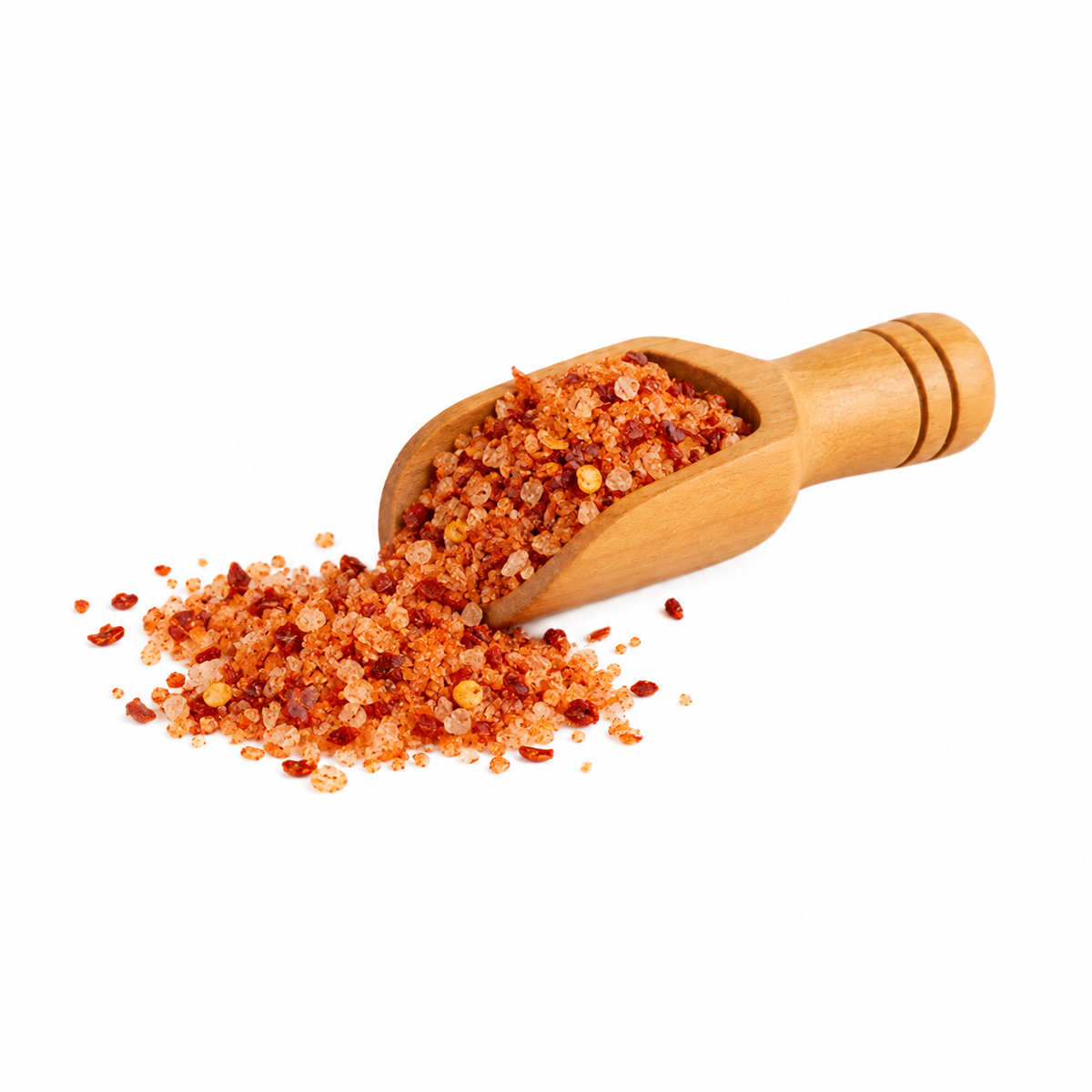 Sal marina Sriracha en cucharita de madera