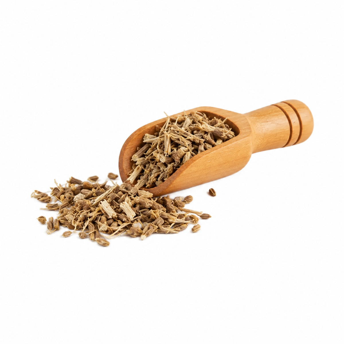 Raíz de valeriana en cucharita de madera