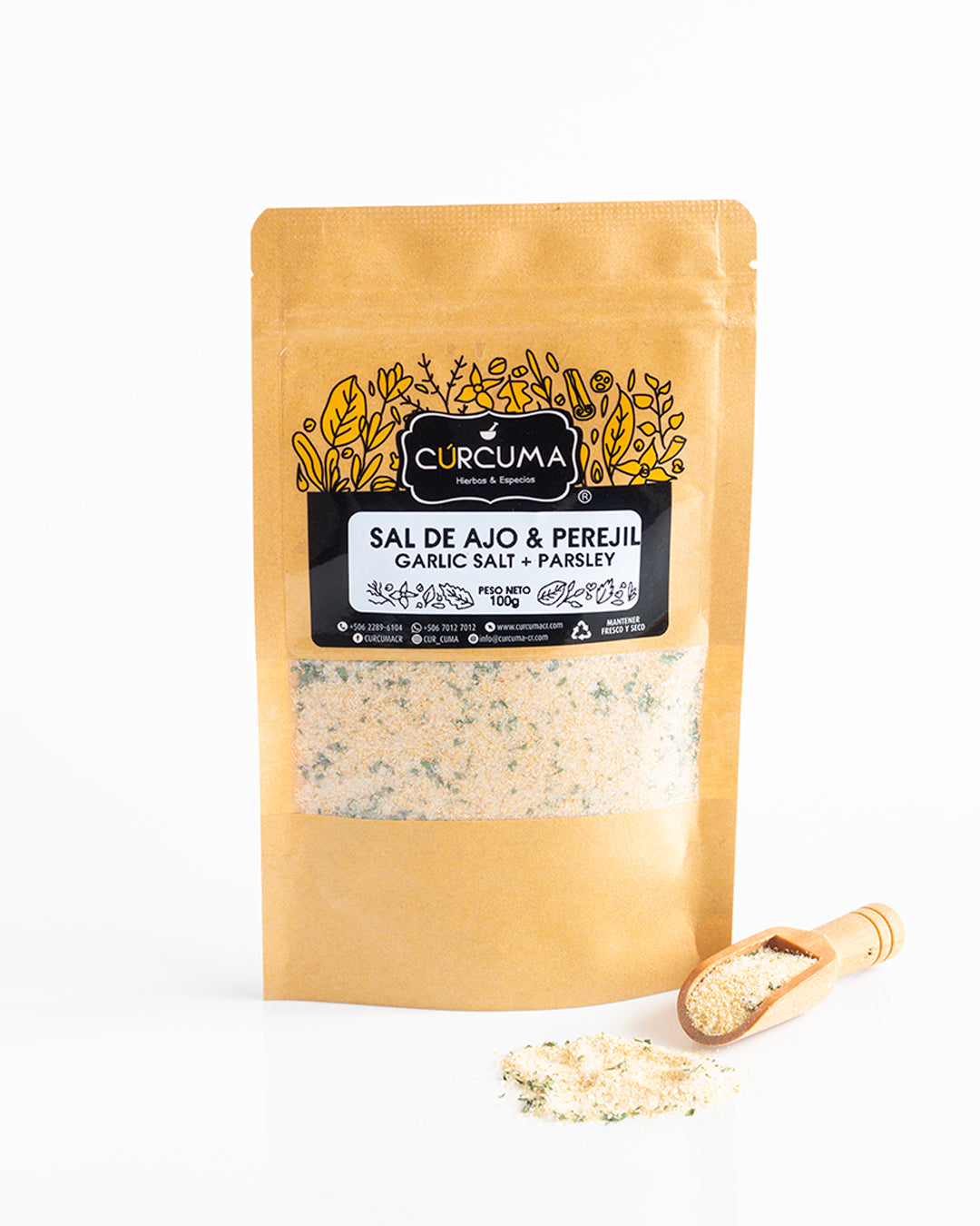 Sal de Ajo & Perejil - Garlic Salt + Parsley flakes.